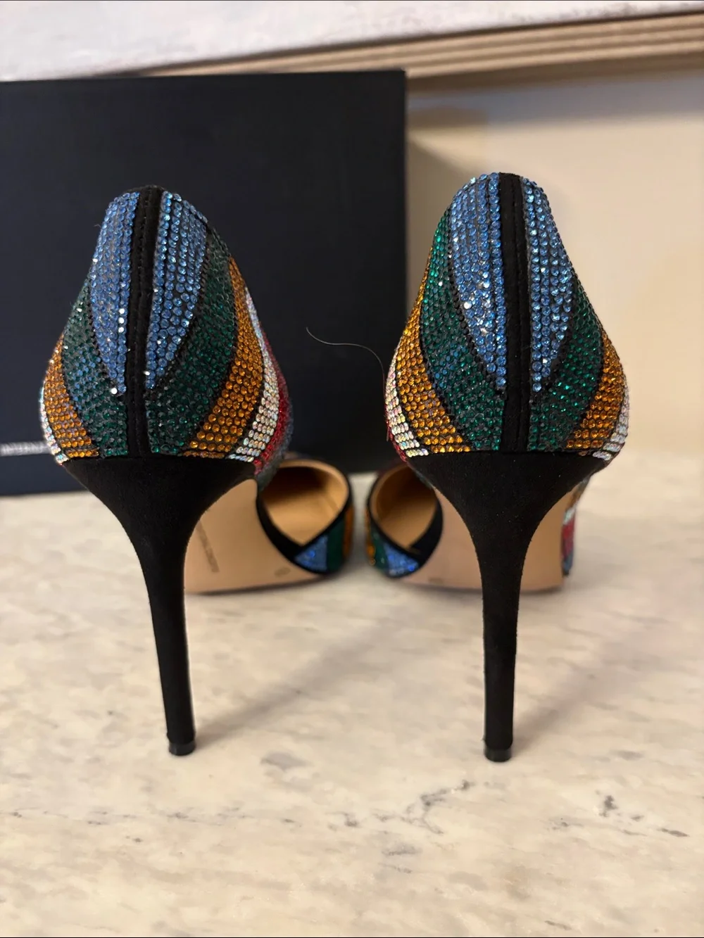 INC International Concepts Multicolor Rhinestone Striped Pointed-Toe Pumps 6 - Picture 8 of 11